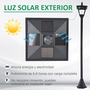 Conjunto de 2 Farolas Solares Luces de Solar para Jardín con Paneles Solares Luces LED Inteligentes y Protección al Ambiente para Terraza Patio 15x15x120 cm Negro