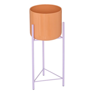 Set de 2 Caches-pot Pool 19x19x60cm Blanc et Orange