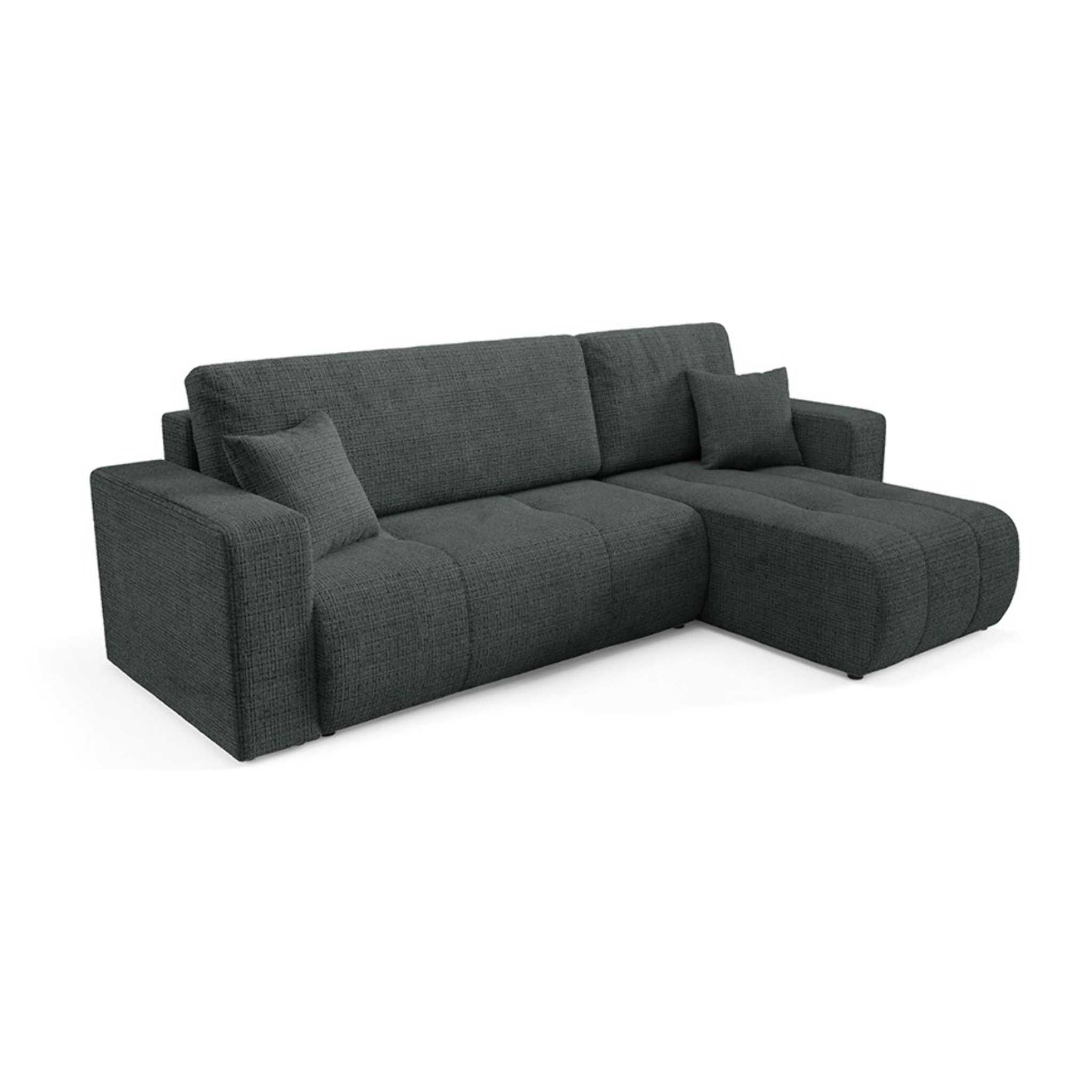 AURORE - Canapé d'angle droit 3 places en tissu texturé gris foncé