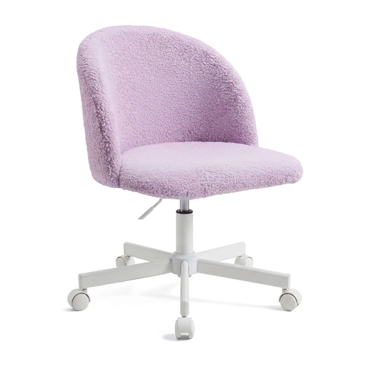 Silla de escritorio tapizada en borreguito lila claro 76-89,5 cm Candy Lila Claro
