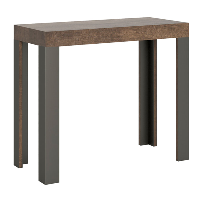 Consolle allungabile 90x40/300 cm Linea Noce telaio Antracite.