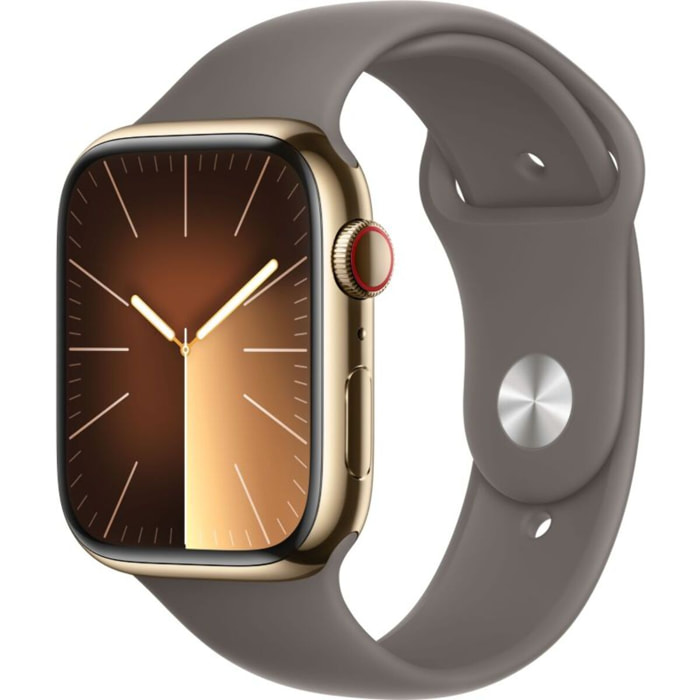 Montre connectée APPLE WATCH Serie 9 Cellular 45mm Acier/Or Argile M/L