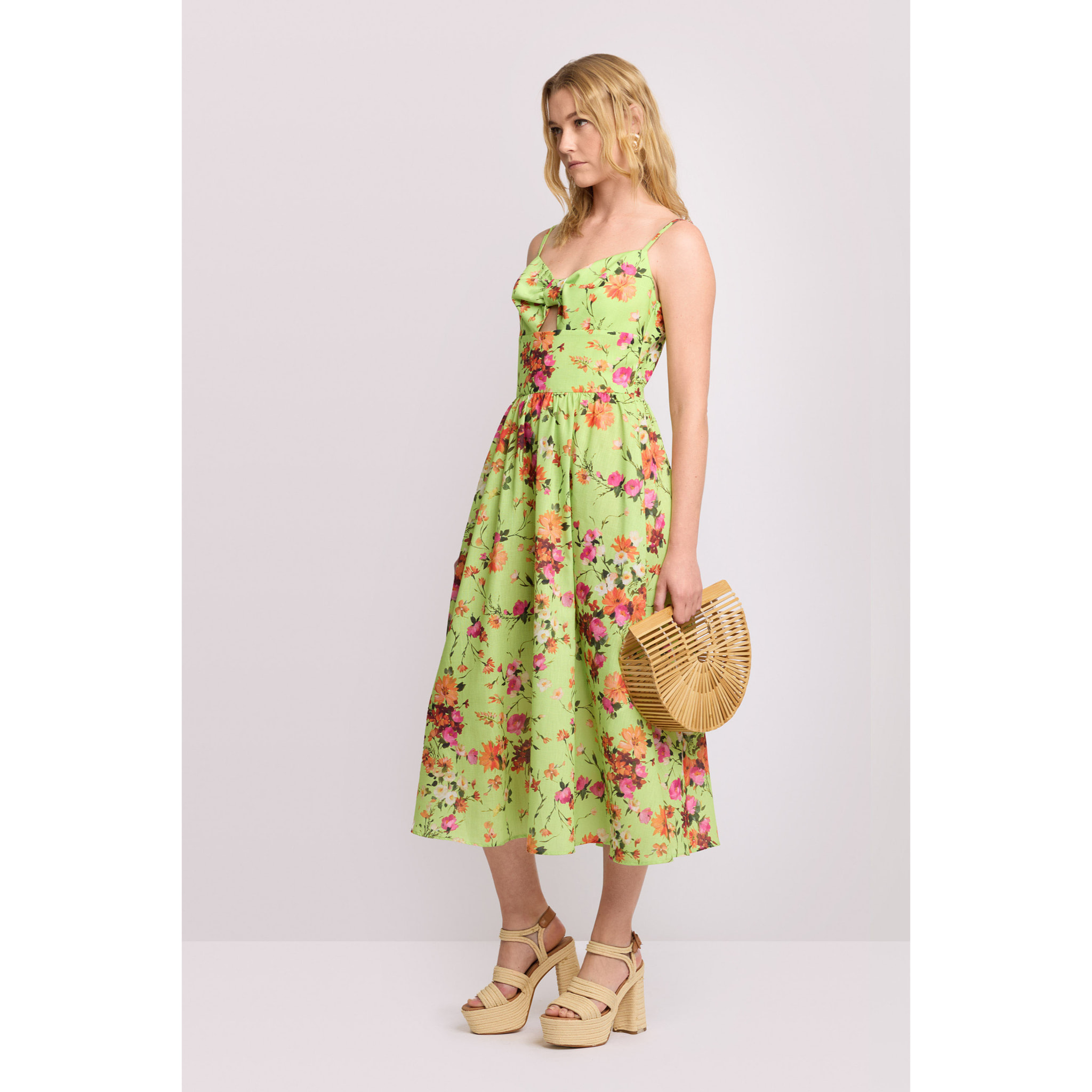 Kocca - Abito midi fantasia floreale Donna, Fantasia floreale, Scolloa a cuore