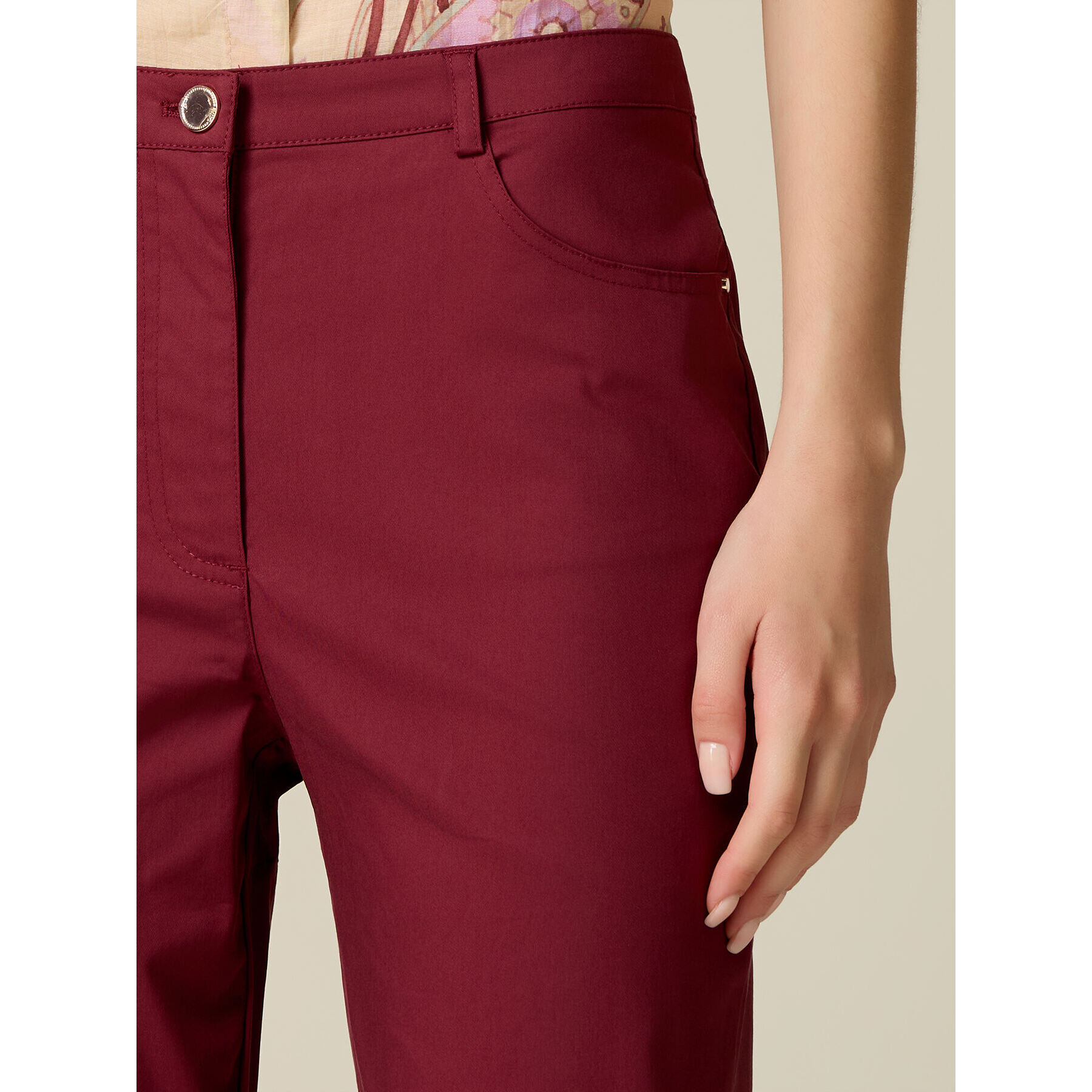 Oltre - Pantaloni capri misto cotone - Viola