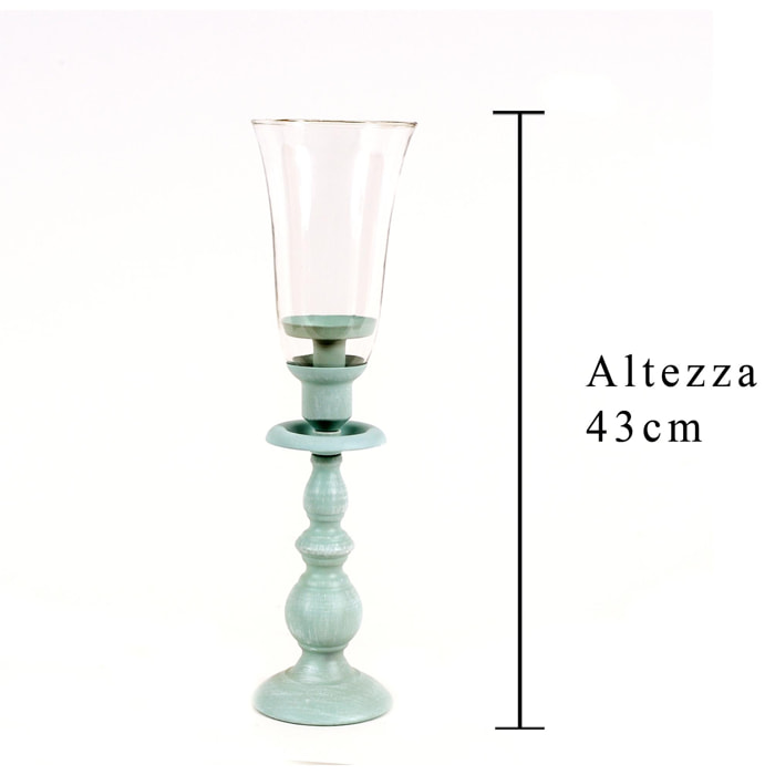 Candeliere. Altezza 43 Cm - Pezzi 1 - 11,8X43X11,8cm - Colore: Blu - Bianchi Dino - Decori Casa E Complementi