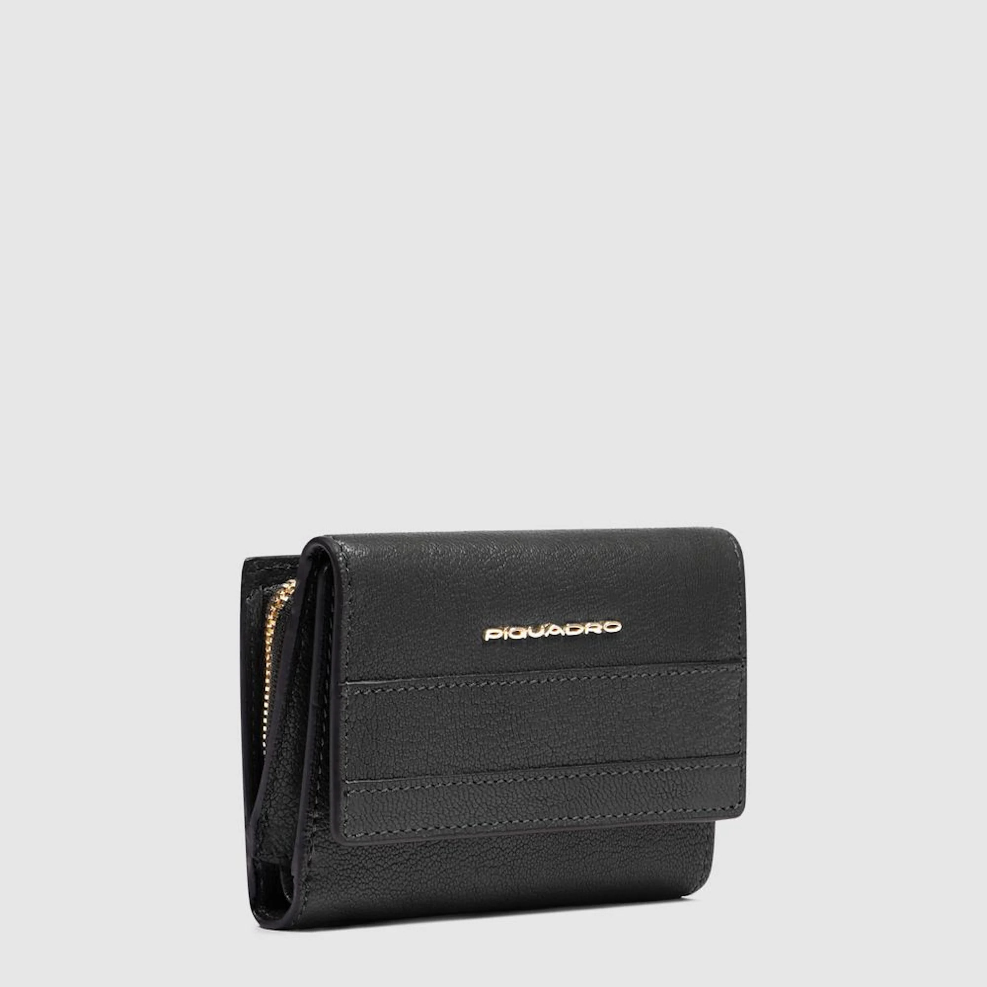 Piquadro Portafogli da piccolo in pelle con porta carte di credito, schermato con protezione RFID