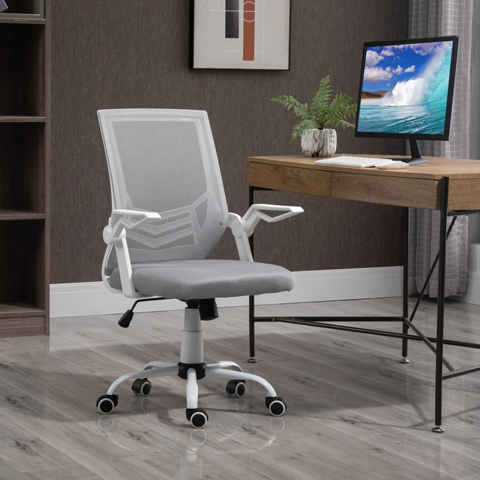 Vinsetto Chaise de bureau ergonomique support lombaires hauteur réglable pivotante 360° accoudoirs relevables polyester maille gris