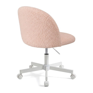 Silla de escritorio tapizada en borreguito rosa empolvado 76-89,5 cm Candy Rosa Empolvado