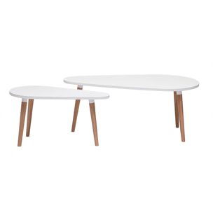 Tables basses gigognes scandinaves blanc et bois clair chêne massif (lot de 2) ARTIK
