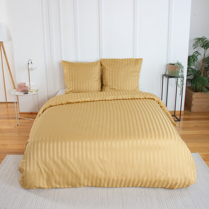 Parure housse de couette 3pcs 100% microfibre unie - jaune blond
