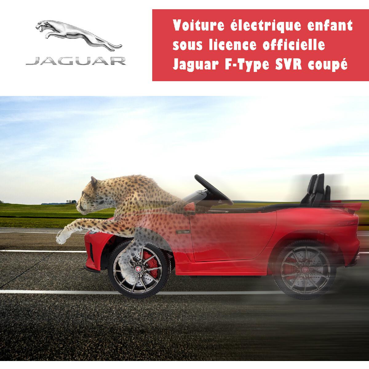 Voiture électrique enfants 6 V - V. max. 5 Km/h effets sonores + lumineux télécommande Jaguar F-Type SVR coupé rouge