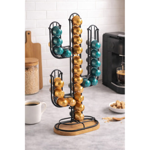 Distributeur de dosettes cactus design industriel Bois & Acier ELIE Noir mat MSV