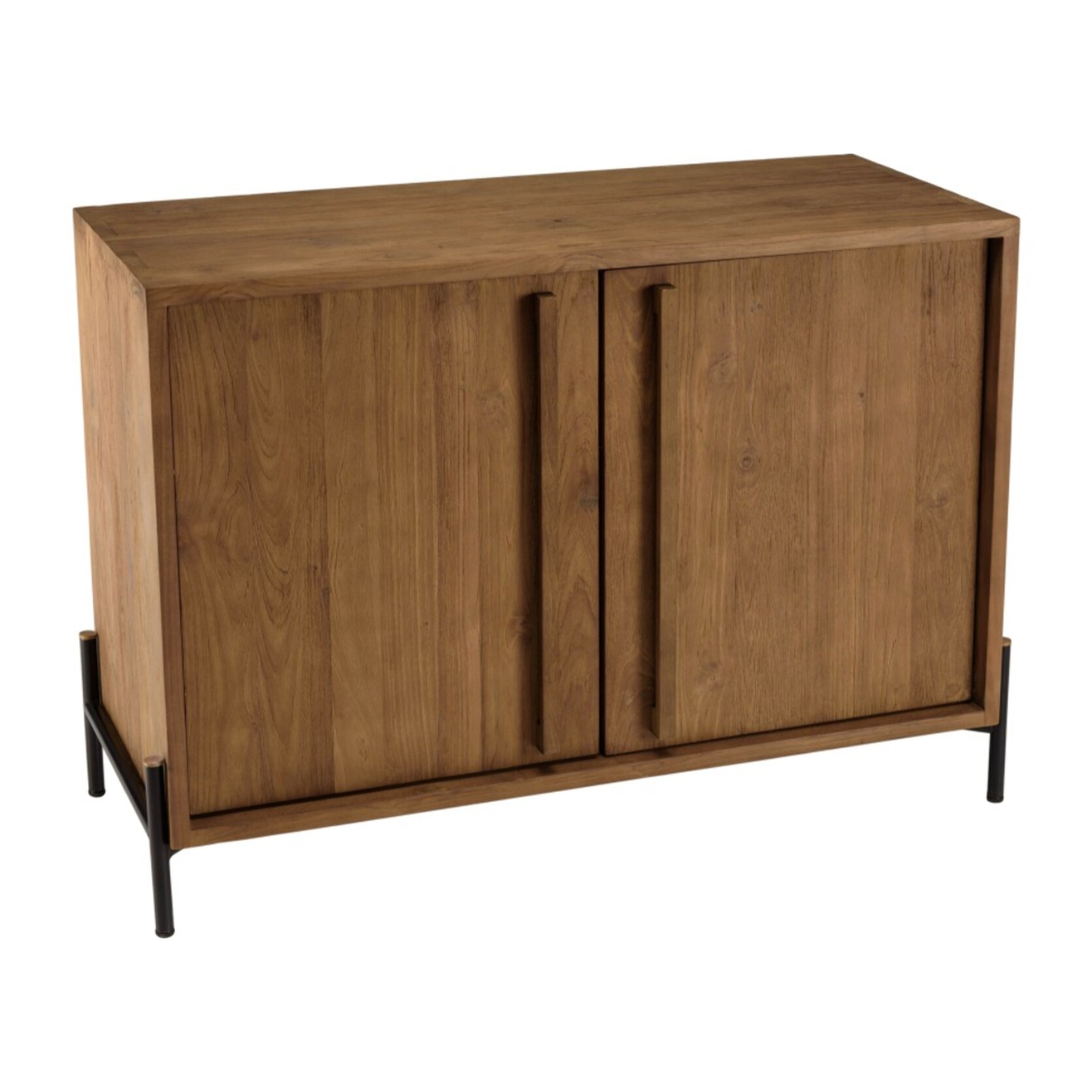 SIXTINE - Buffet 2 portes en bois de teck recyclé pieds en métal noir