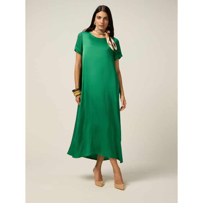 Oltre - Vestido t-dress de satén de viscosa - Verde