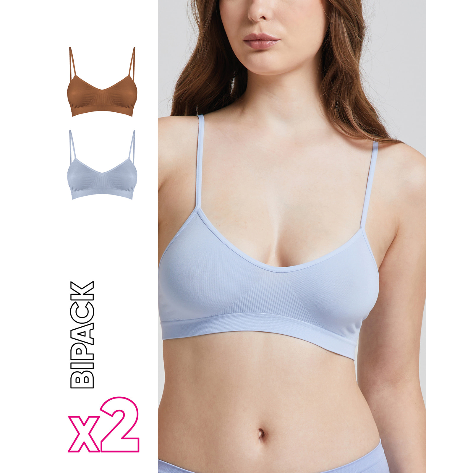 Brassiere seamless con spalline sottili X2