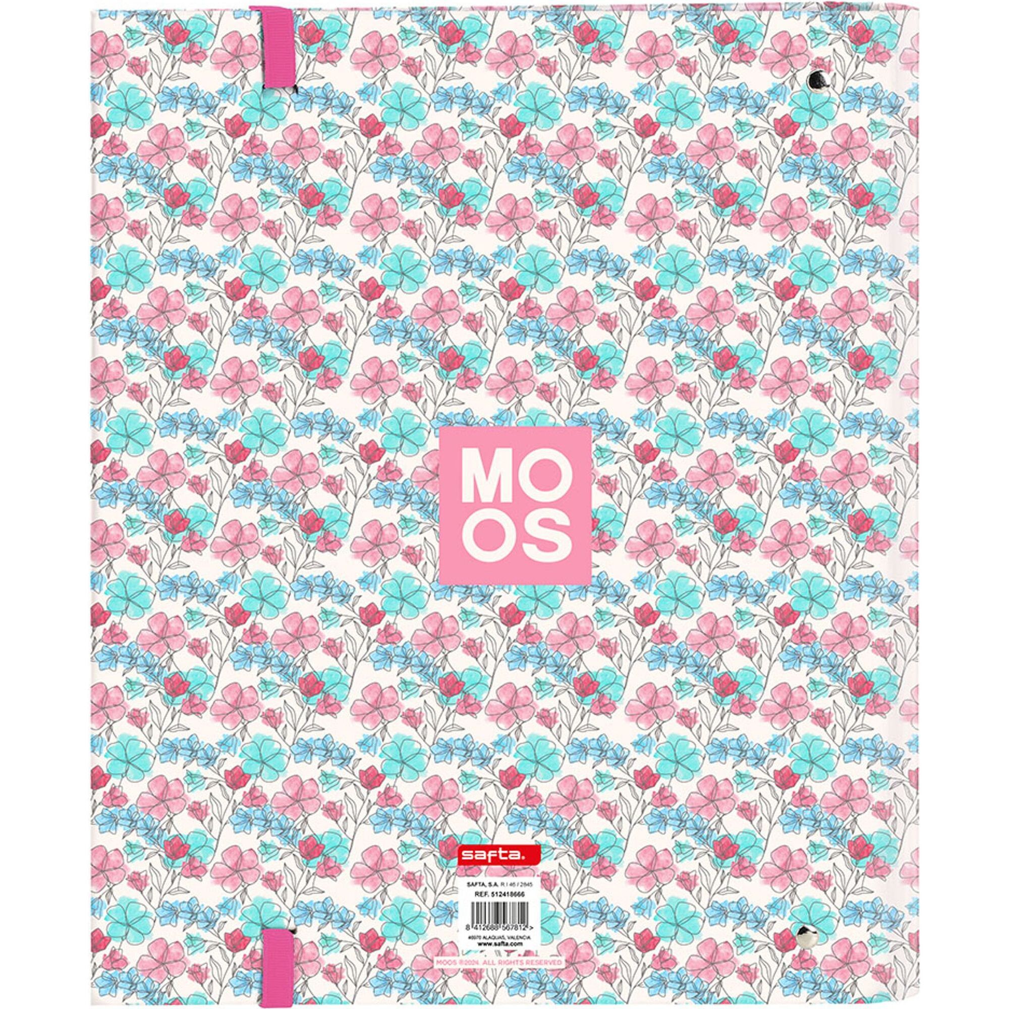 Carpeta 4 anillas 35mm c/recambio moos "flores"