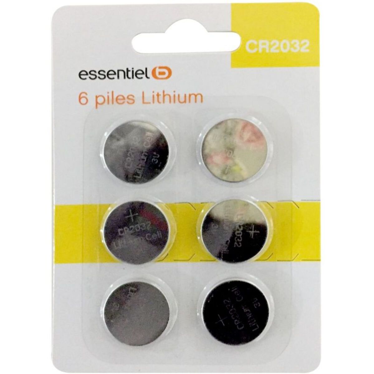 Pile ESSENTIELB CR 2032 Lot 6 piles Lithium