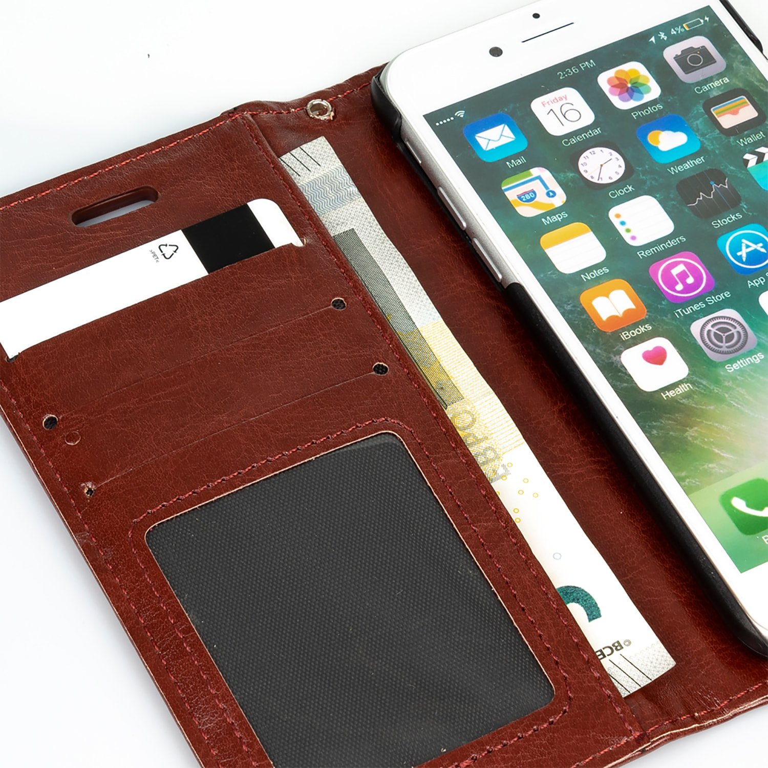 DAM Custodia Folio in ecopelle con chiusura magnetica per iPhone 7/8 7x2x14 cm. colore marrone
