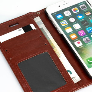 DAM Custodia Folio in ecopelle con chiusura magnetica per iPhone 7/8 7x2x14 cm. colore marrone
