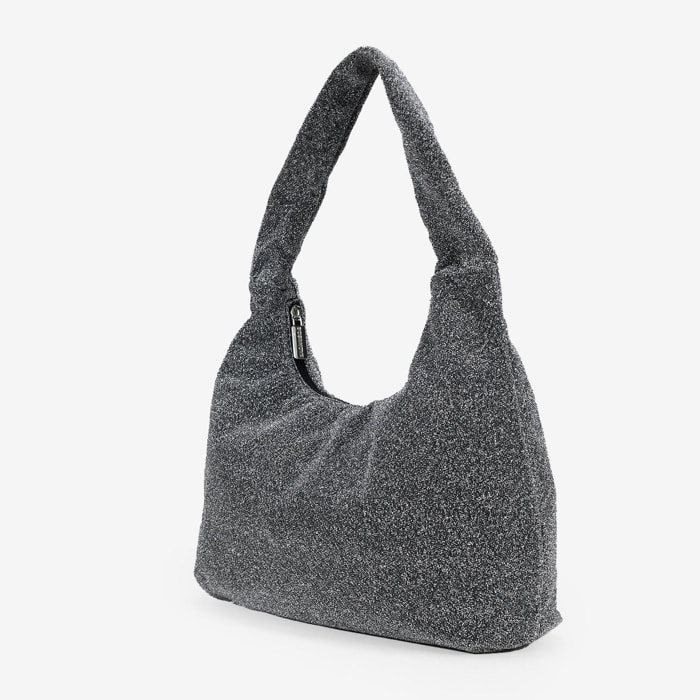 Bolso de hombro plata brillante