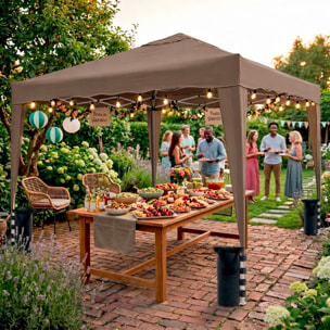 Gazebo Pieghevole 3x4 M in Acciaio con Telo Idrorepellente 160 g/m² Anti-UV Struttura Robusta Apertura Rapida con Borsa e 4 Sacche Tortora