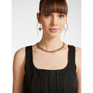 Elena Mirò - Vestido de lino con pliegues en la parte delantera. - Negro