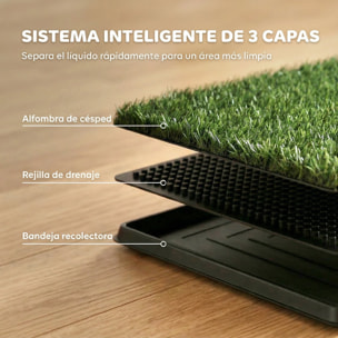 Inodoro para Perros con Césped Artificial, 76x50,5 cm, Bandeja Sanitaria para Perros para Entrenamiento, con Rejilla de Drenaje, Diseño de 3 Capas y Fácil de Limpiar, Interior y Exterior, Verde