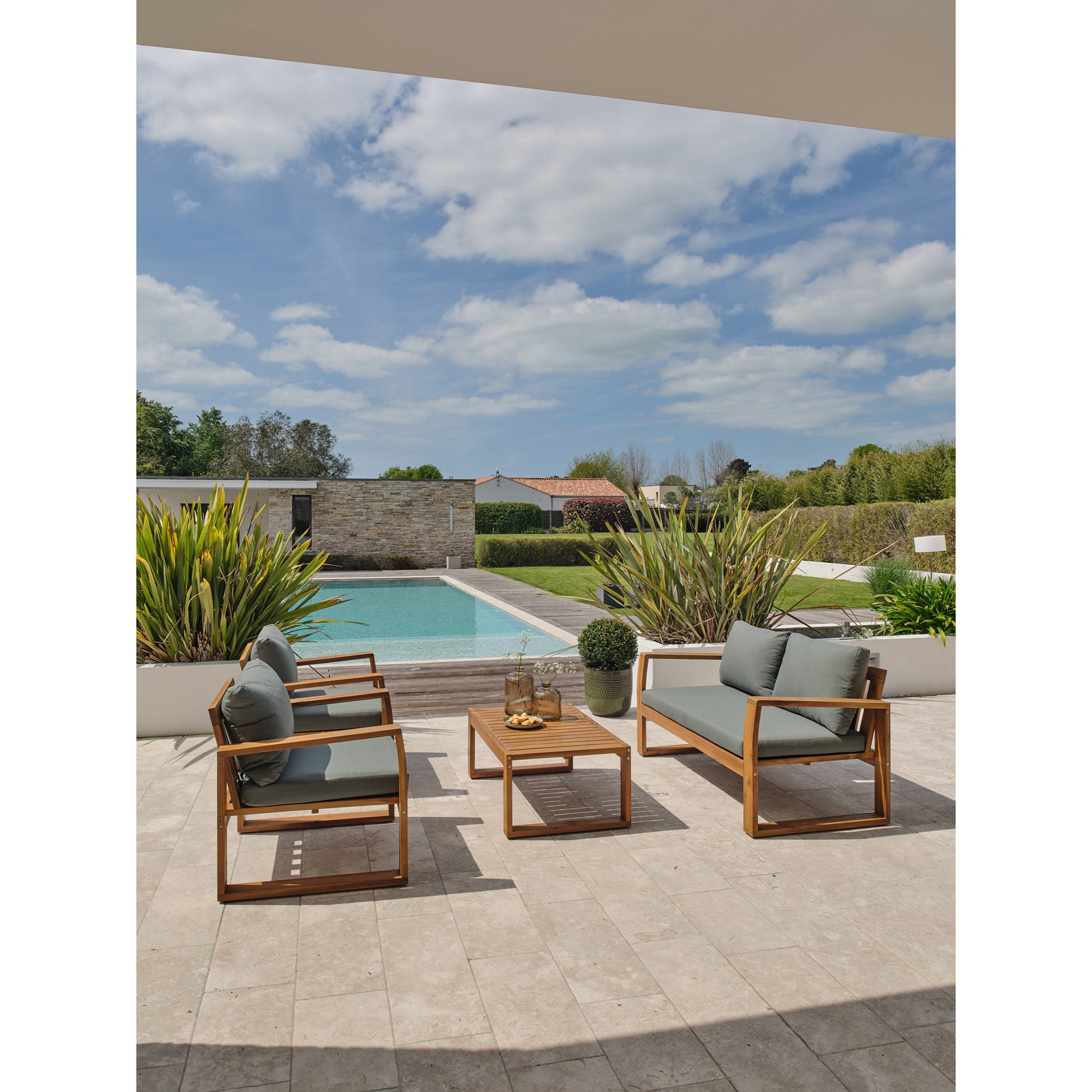 ARACAJU - Salon bas de jardin 4 places en bois d'acacia
