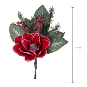 Magnolia mazzo con bacche e pigna - Pezzi 1 - ROSSO - Bianchi Dino SpA