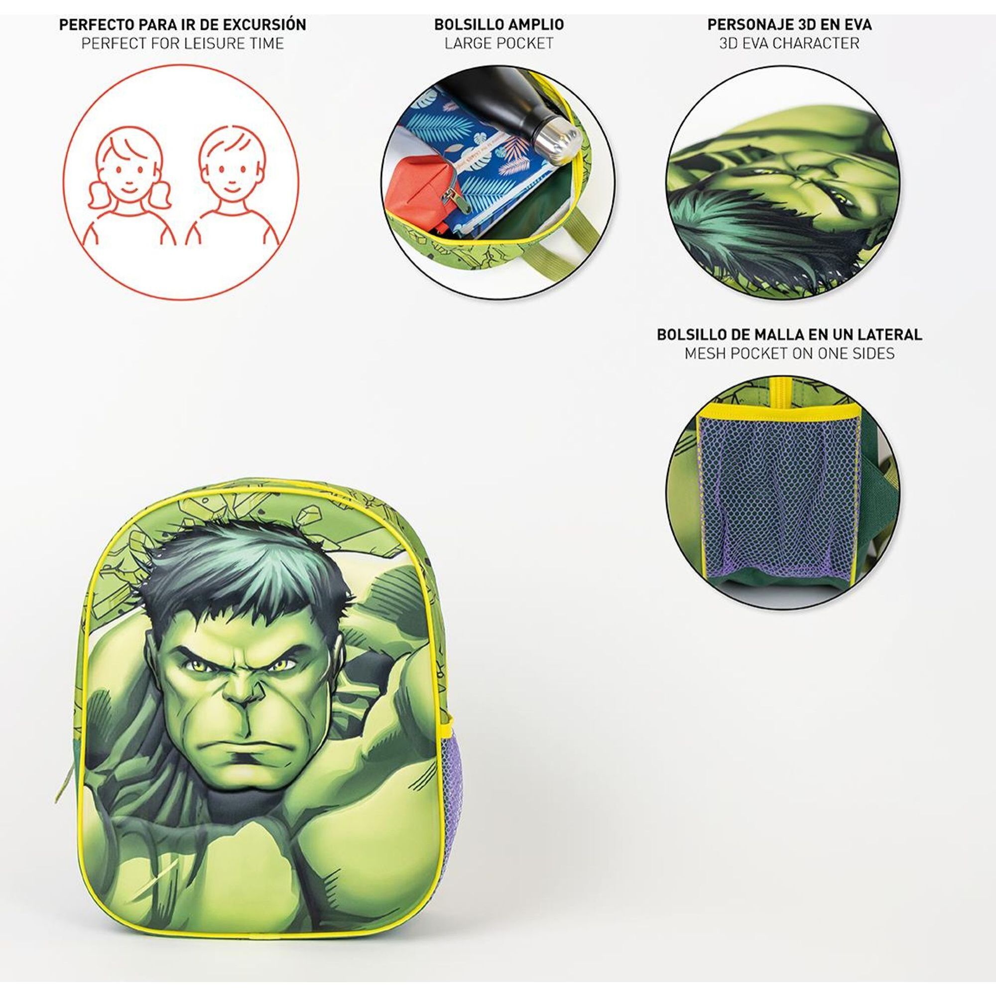 Mochila Infantil 3D Avengers Hulk