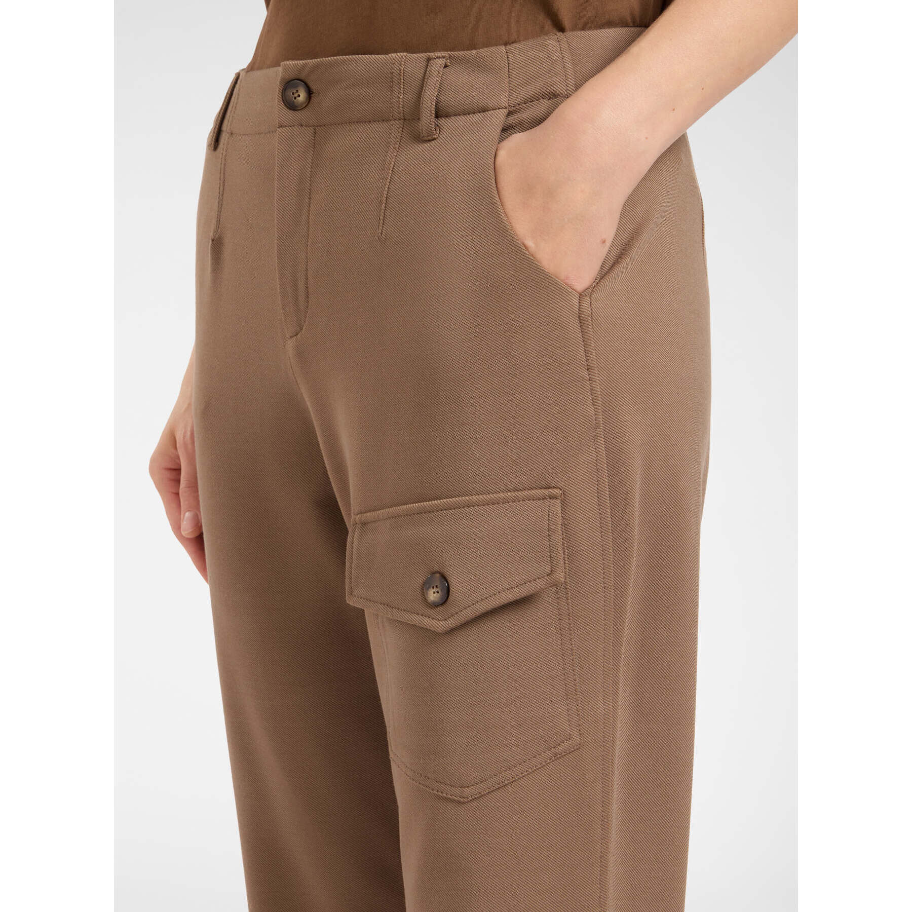 Elena Mirò - Pantaloni con tasca e cinturini al fondo - Marrone