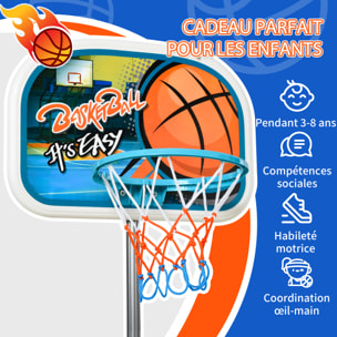 Panier de basket-ball sur pied avec poteau base lestage panneau + ballon + pompe hauteur réglable 1,26 – 1,58 m