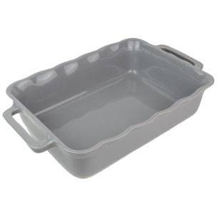 Plat céramique four rectangulaire festonné gris argent 38 cm Délices