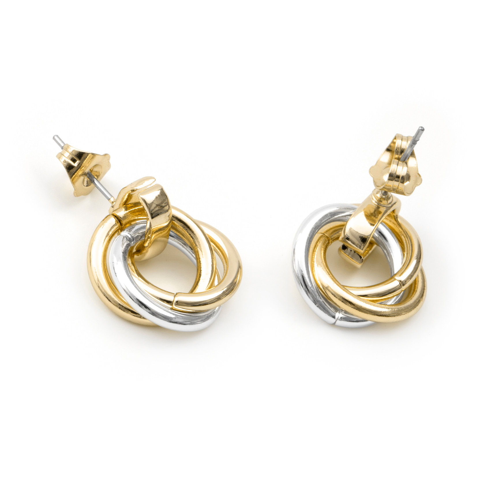 Pendientes Uhuil acabado plata y oro amarillo 18k