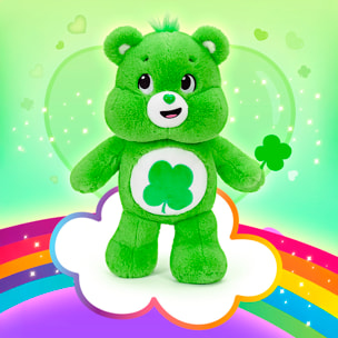 Peluche extrasuave y mullido Serie Osos Amorosos. Diseño osito verde suerte. 45 cm.