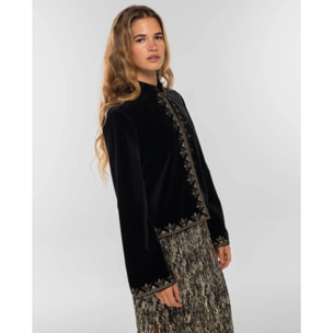 Chaqueta de terciopelo bordada de mujer