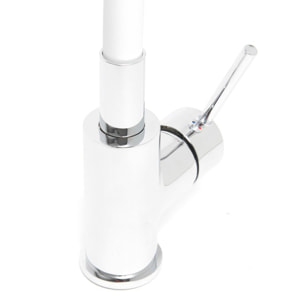 mitigeur cuisine à mémoire de forme, 2 types de jet mousseur ou douchette, courbe en silicone blanc (SIKOBSLPRO290B2F)