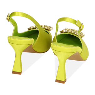 Décolleté slingback cedro in raso, tacco 7,5 cm