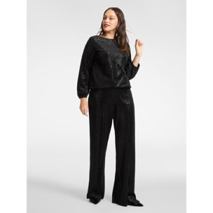 Elena Mirò - blusa de chenilla laminada - Negro