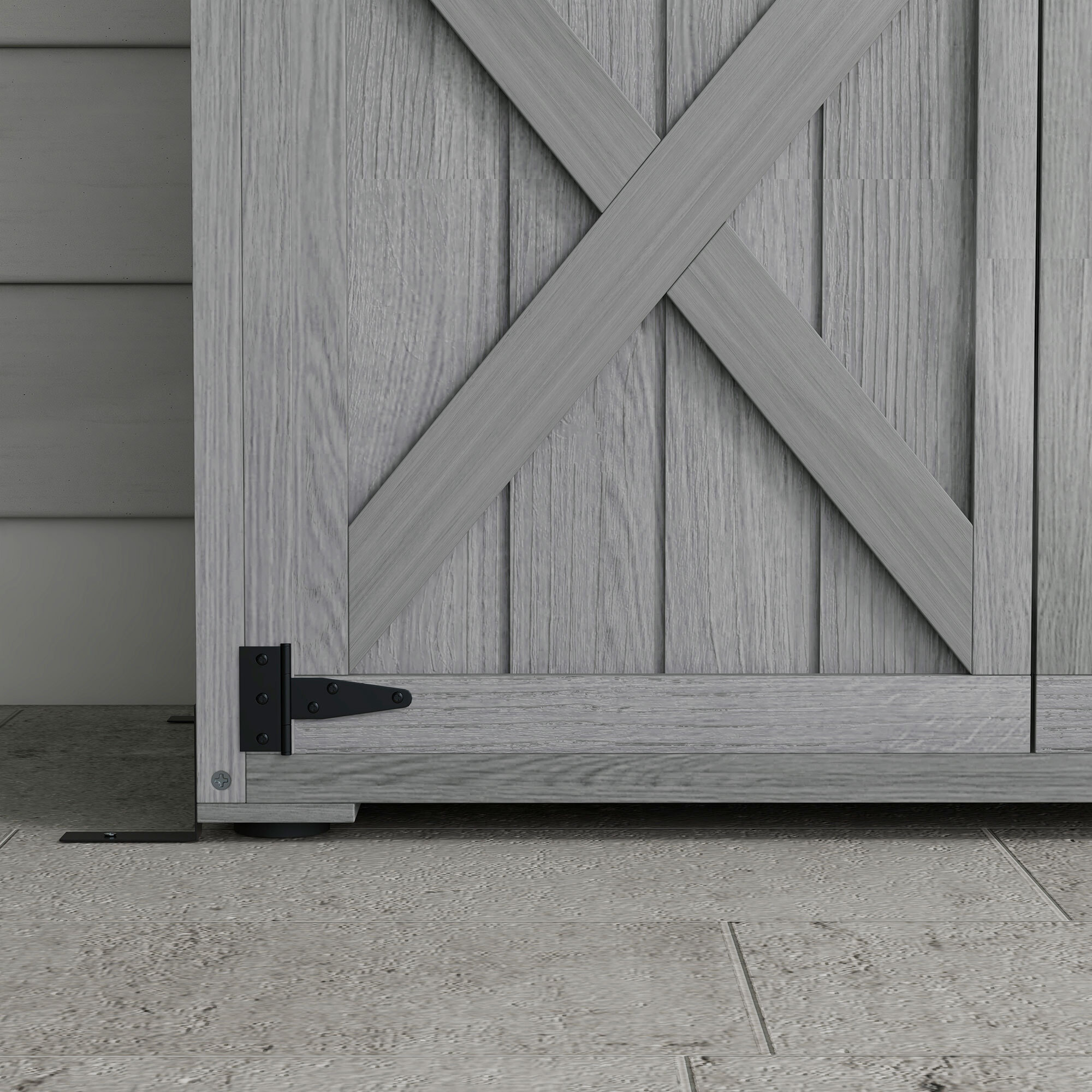 Armoire de jardin abri de jardin 2 portes croisillons 2 étagères toit bitumé bois sapin gris