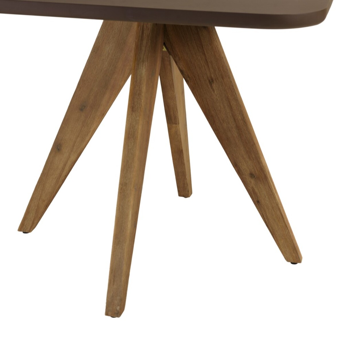 NESTOR - Table à manger carrée 90x90cm effet béton marron pied bois d'acacia