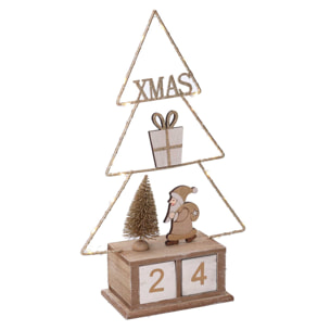 Calendario in legno albero oro con led cm18x7,5h31