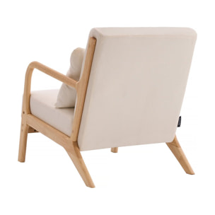 Fauteuil "Clinton" en bois style scandinave - Lin - Beige