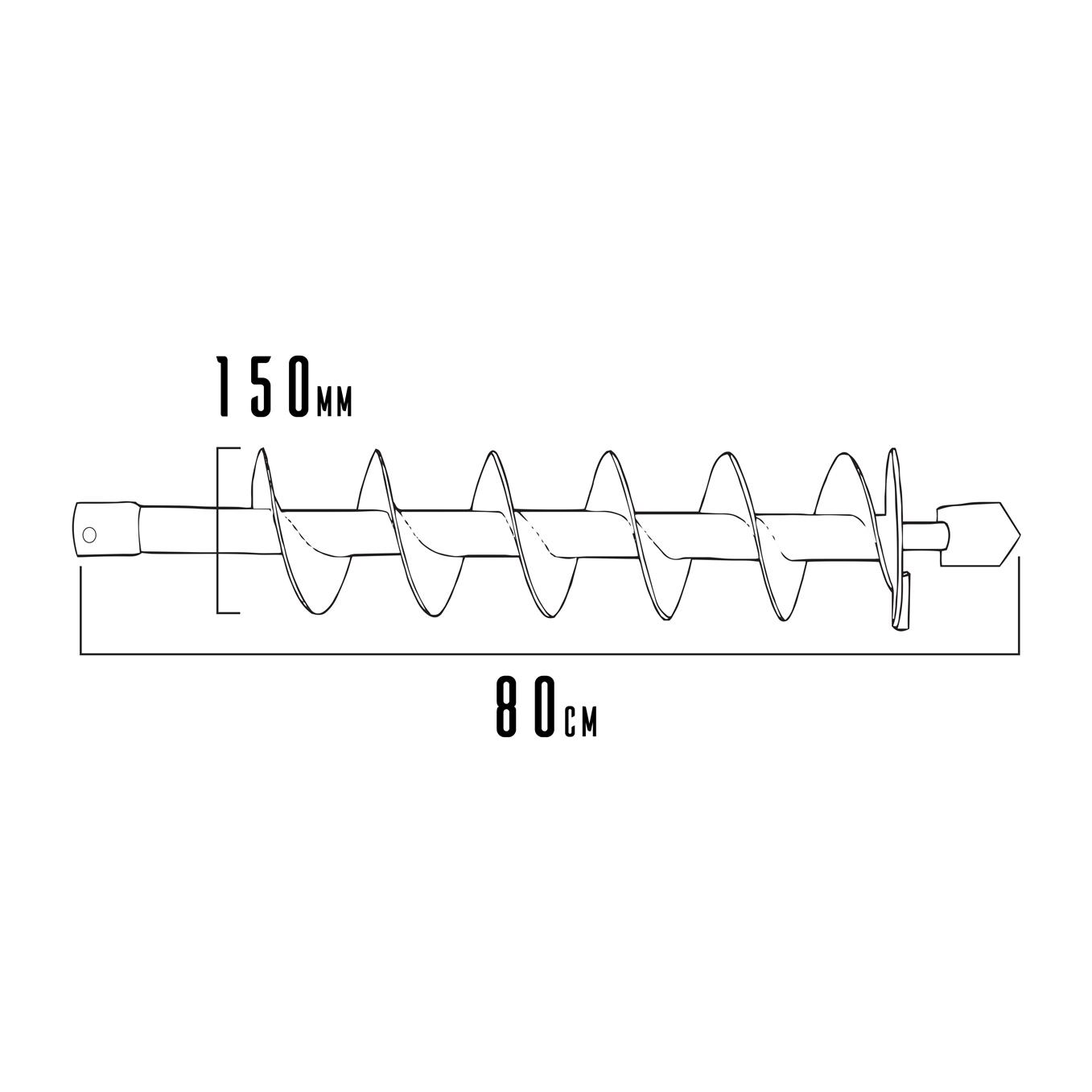 Punta Per Trivella Lunghezza 80Cm E Diametro 150Mm