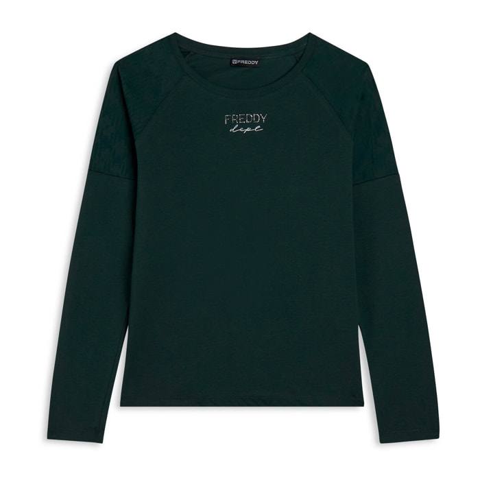 T-shirt manica lunga con fondo asimmetrico