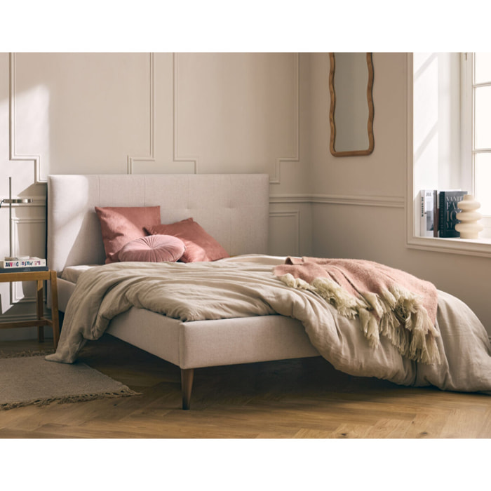 Monet - lit - 140x190 - sommier inclus - en tissu - Beige
