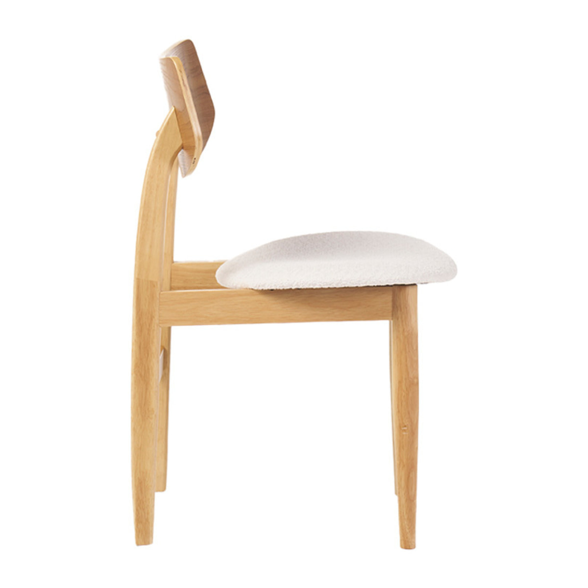 Chaises scandinaves en bois clair et tissu effet laine bouclée blanc (lot de 2) ELION