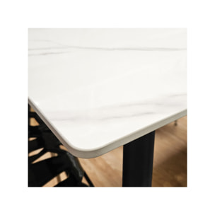 Table en céramique marbre blanc et pieds métal noir L130cm - STONE