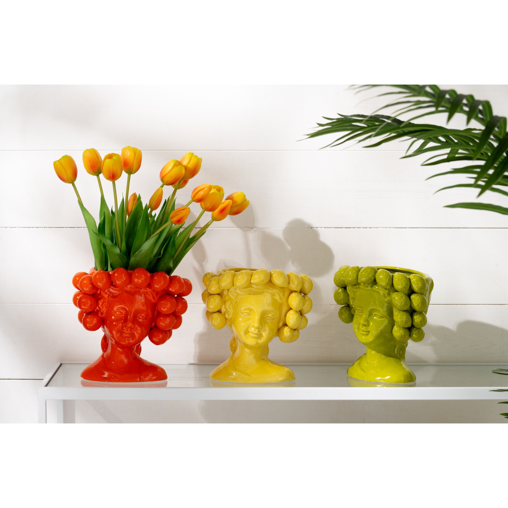 J-Line cache-pot Fraises Fille - céramique - rouge - Ø 16.5 cm