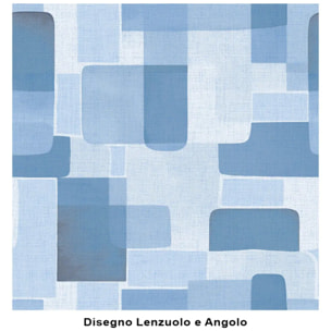 Lenzuolo superiore BRICK AZZURRO 100% Cotone e Made in Italy a quadri geometrico